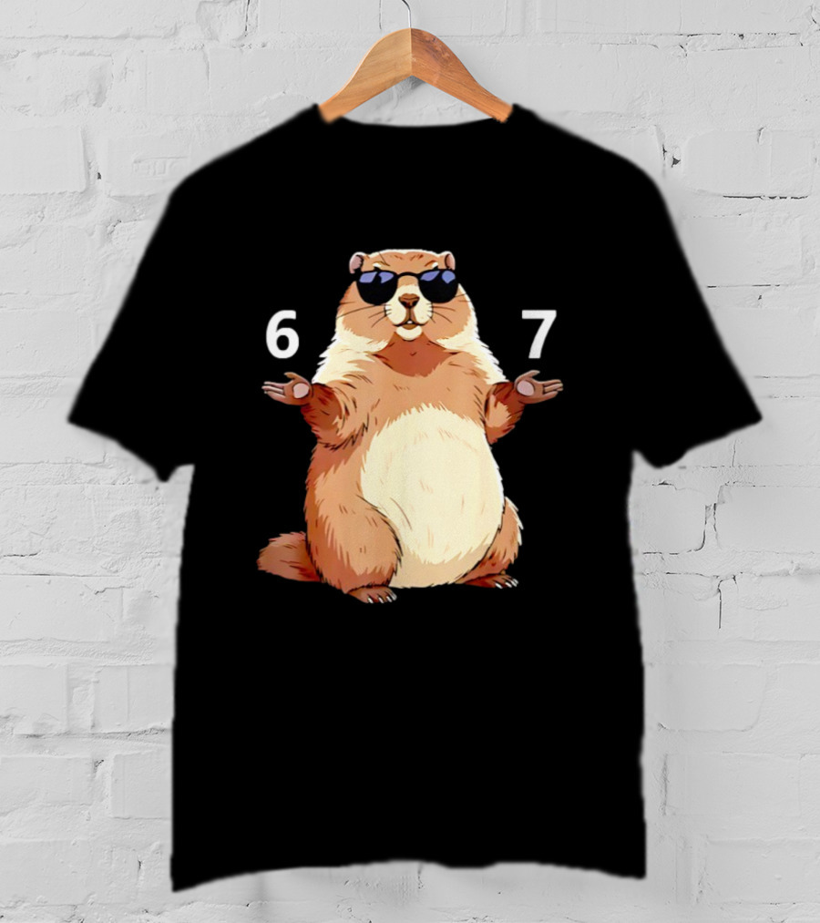 Groundhog Wearing Sunglasses 6 7 Six Seven Meme T-Shirt
