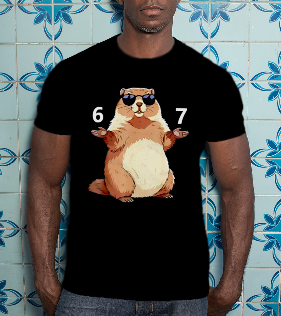 Groundhog Wearing Sunglasses 6 7 Six Seven Meme T-Shirt
