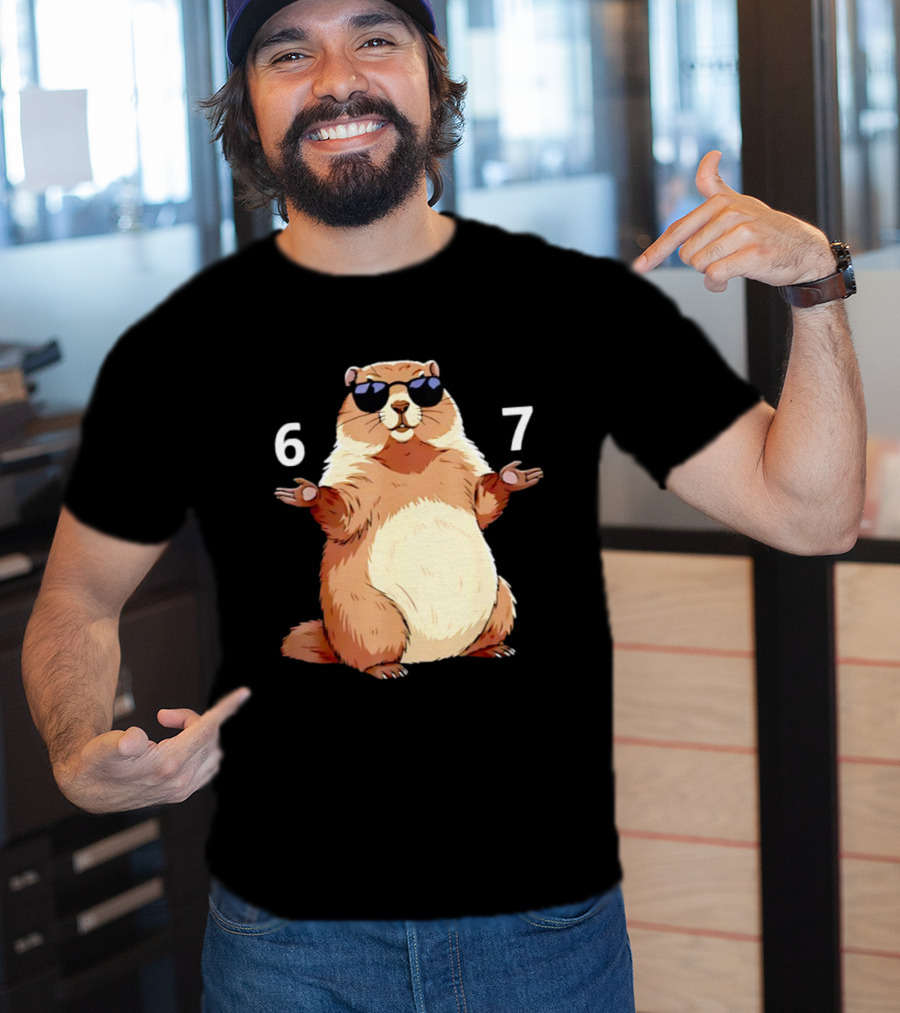Groundhog Wearing Sunglasses 6 7 Six Seven Meme T-Shirt
