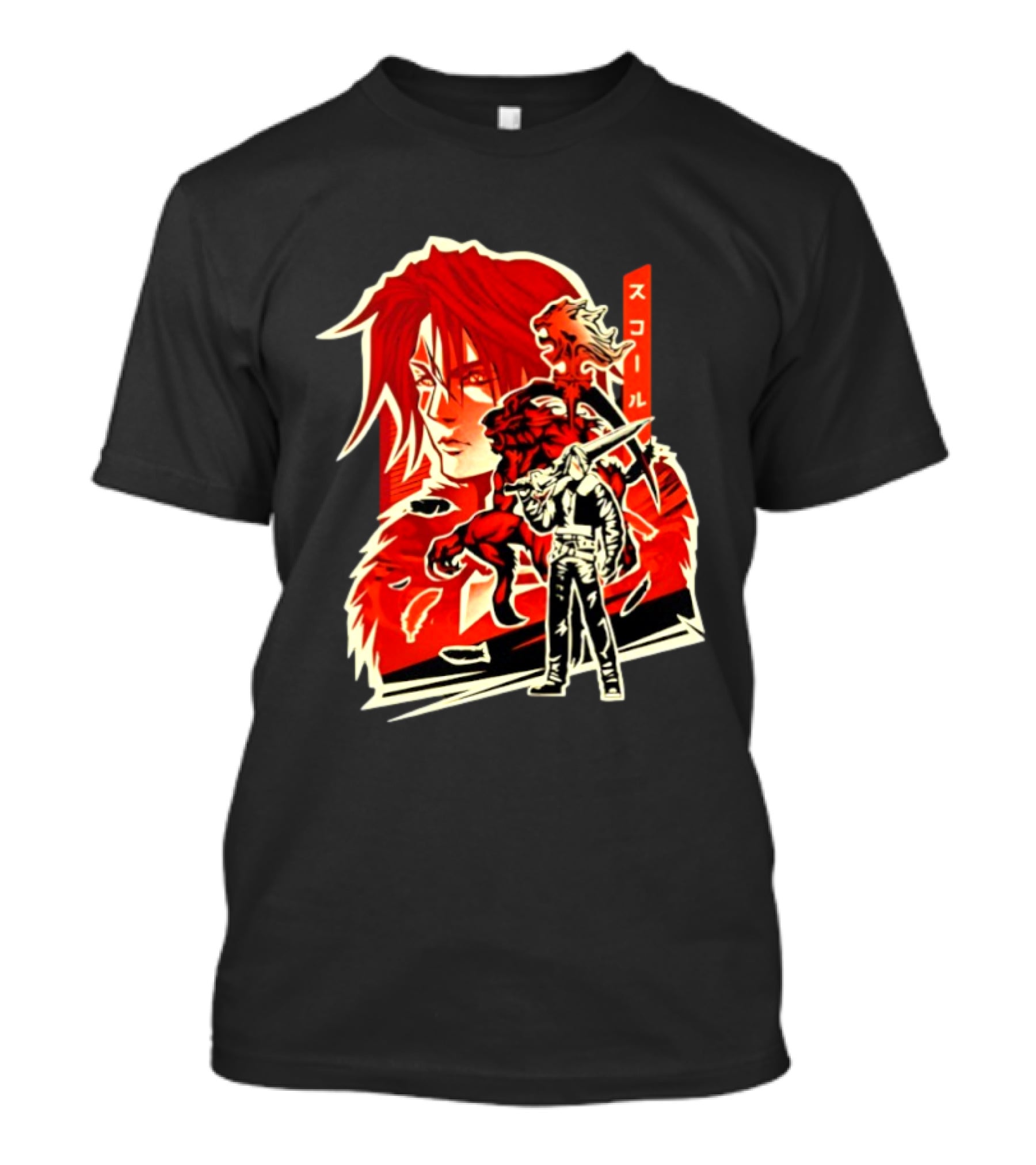 Squall Leonhart Final Fantasy Iconic Red Illustration With Katakana T-Shirt