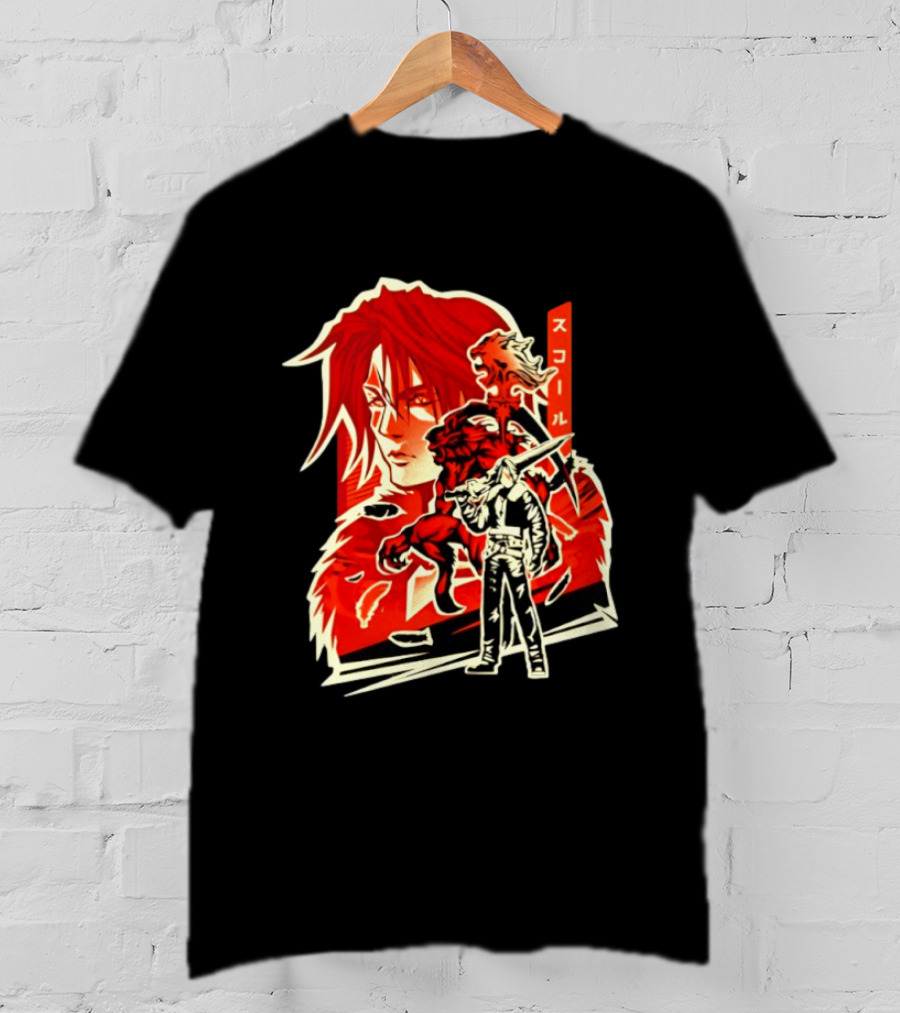 Squall Leonhart Final Fantasy Iconic Red Illustration With Katakana T-Shirt