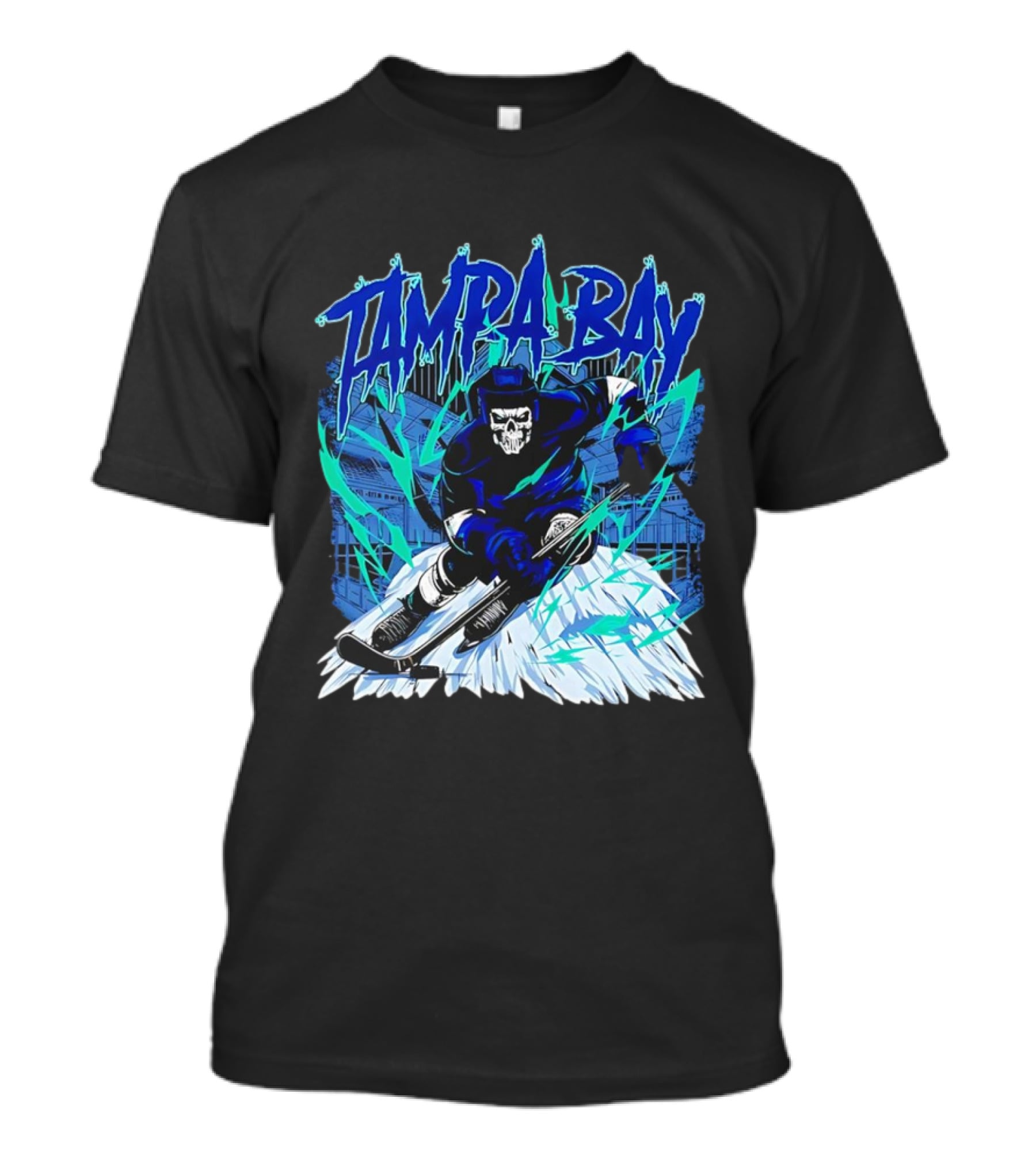 Tampa Bay Lightning Skeleton Hockey Player Action T-Shirt