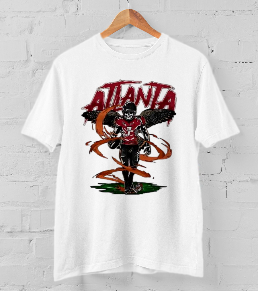 Atlanta Falcons Skeleton Football Player With Red Jersey And Wings T-Shirt
