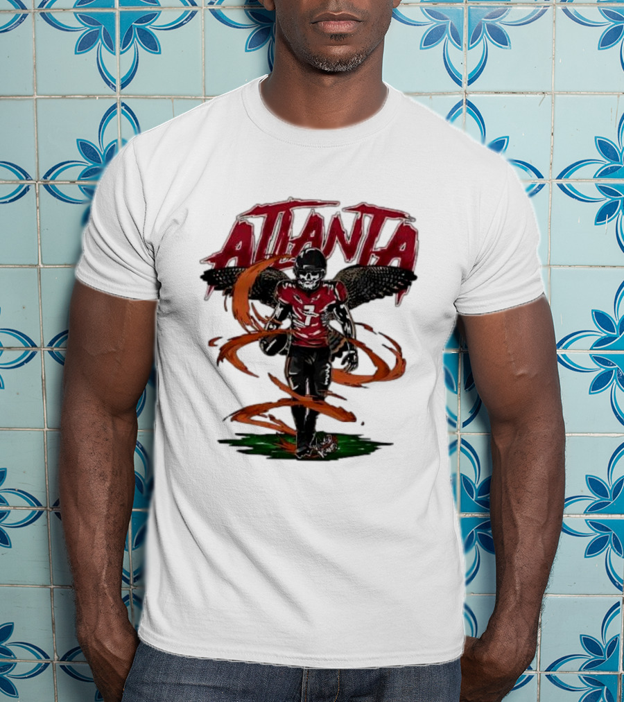 Atlanta Falcons Skeleton Football Player With Red Jersey And Wings T-Shirt