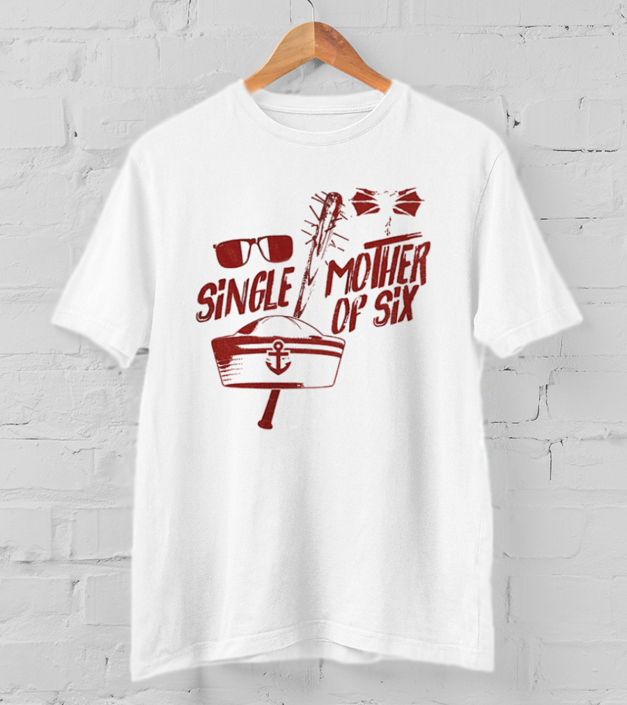 Retro 80s Single Mother Of Six Baseball Bat Sunglasses Anchor T-Shirt