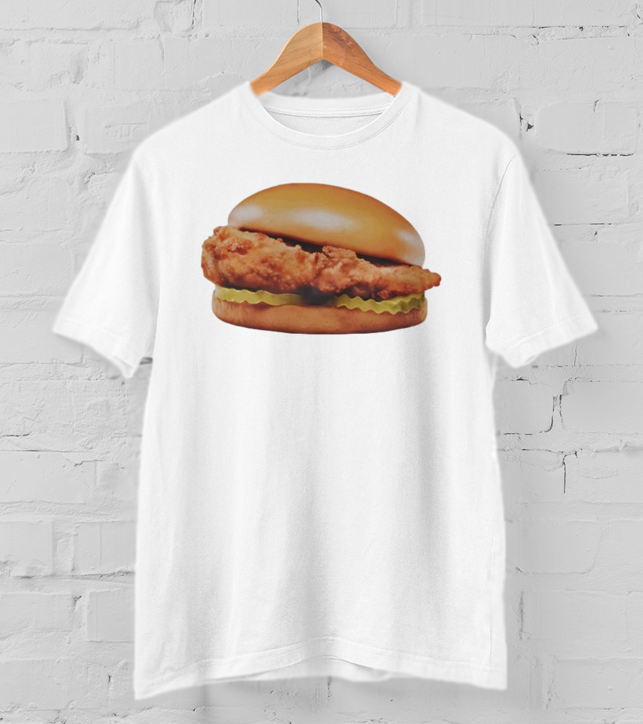 Crispy Chicken Hamburger Sandwich With Pickles T-Shirt