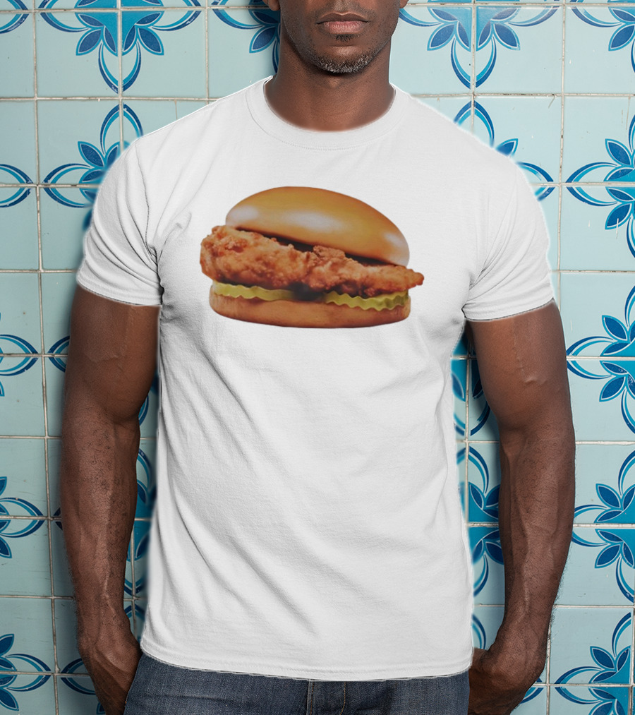 Crispy Chicken Hamburger Sandwich With Pickles T-Shirt