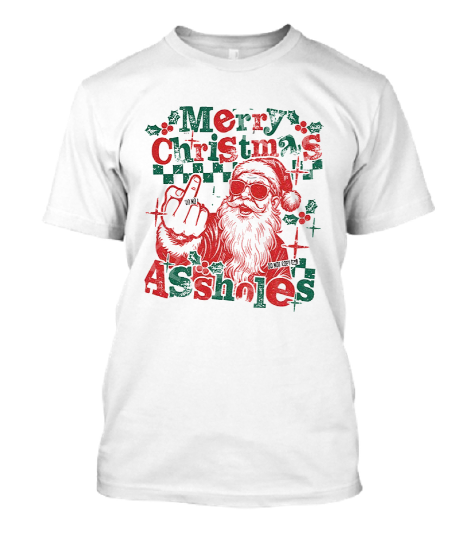 Merry Christmas Assholes Santa Claus Middle Finger Holiday Humor T-Shirt