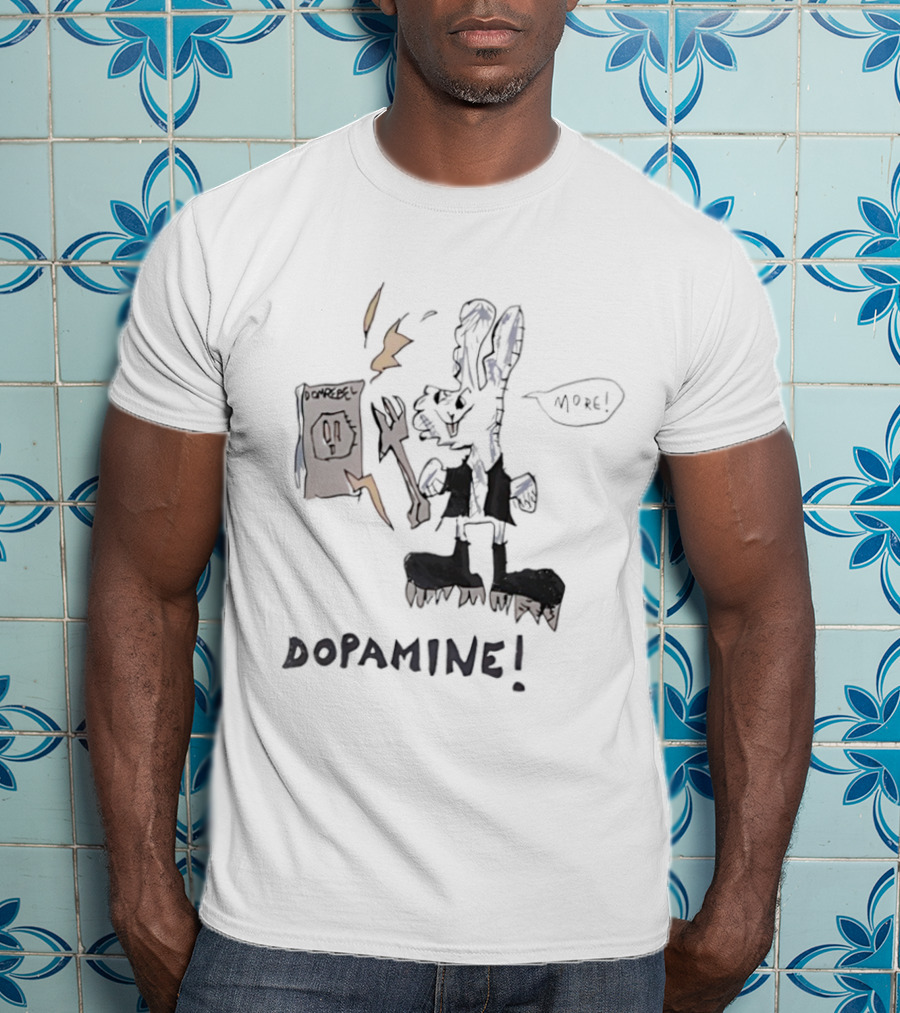 Dopamine Energized Bunny Cartoon Fun Humor T-Shirt