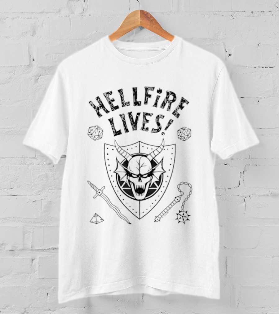 Skull Demon Shield Hellfire Lives Dice Dungeons Dragons D20 T-Shirt