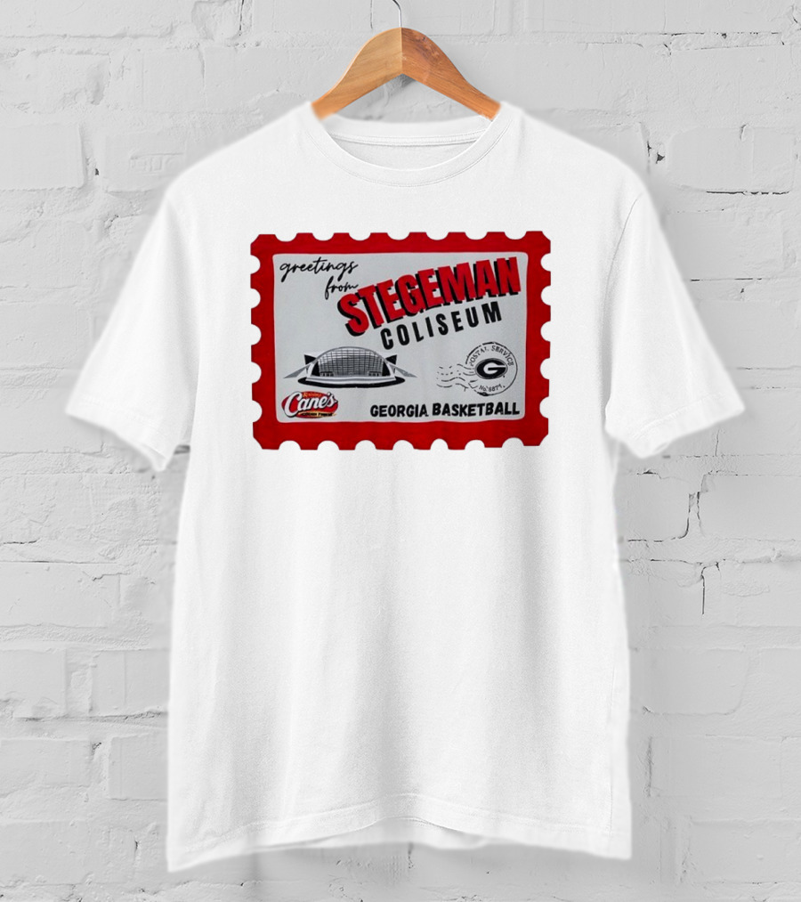 Greetings From Stegeman Coliseum Georgia Basketball Stamp Raising Cane's T-Shirt
