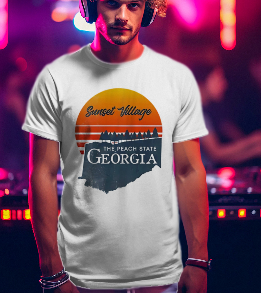 Sunset Village The Peach State Georgia T-Shirt