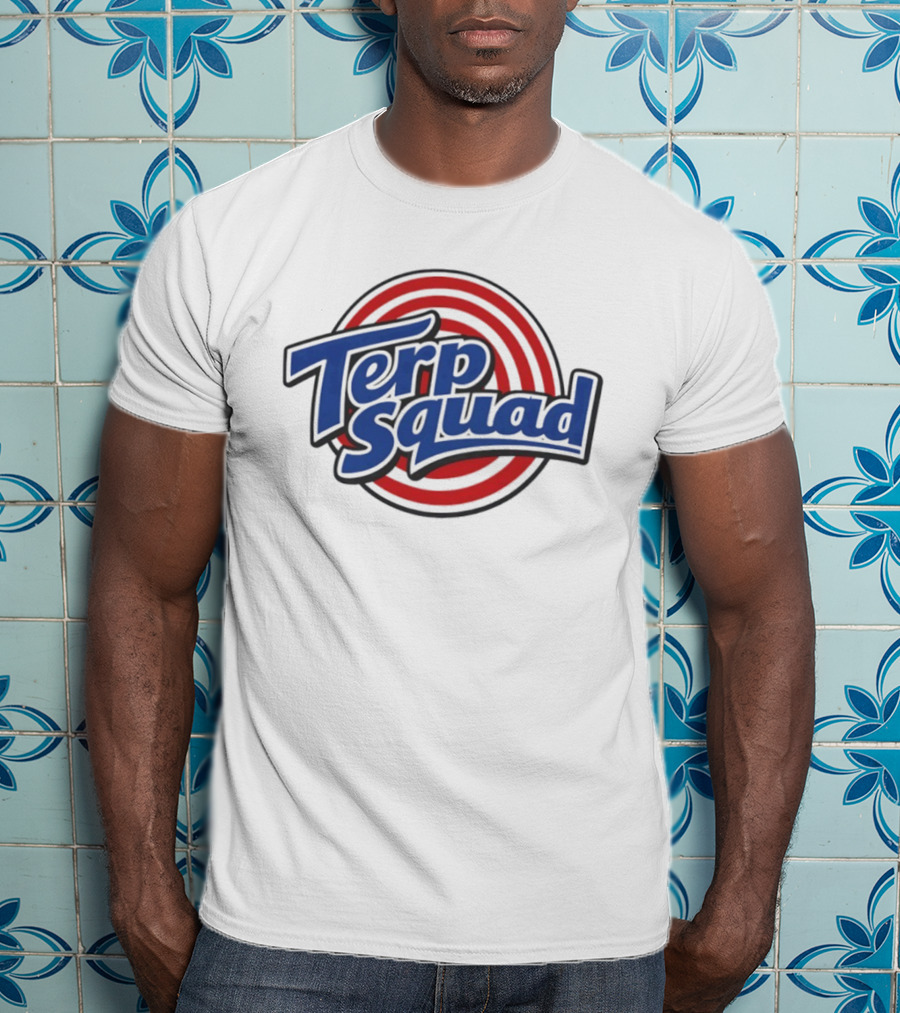 Terp Squad Looney Tunes Style Red Circular Rings T-Shirt