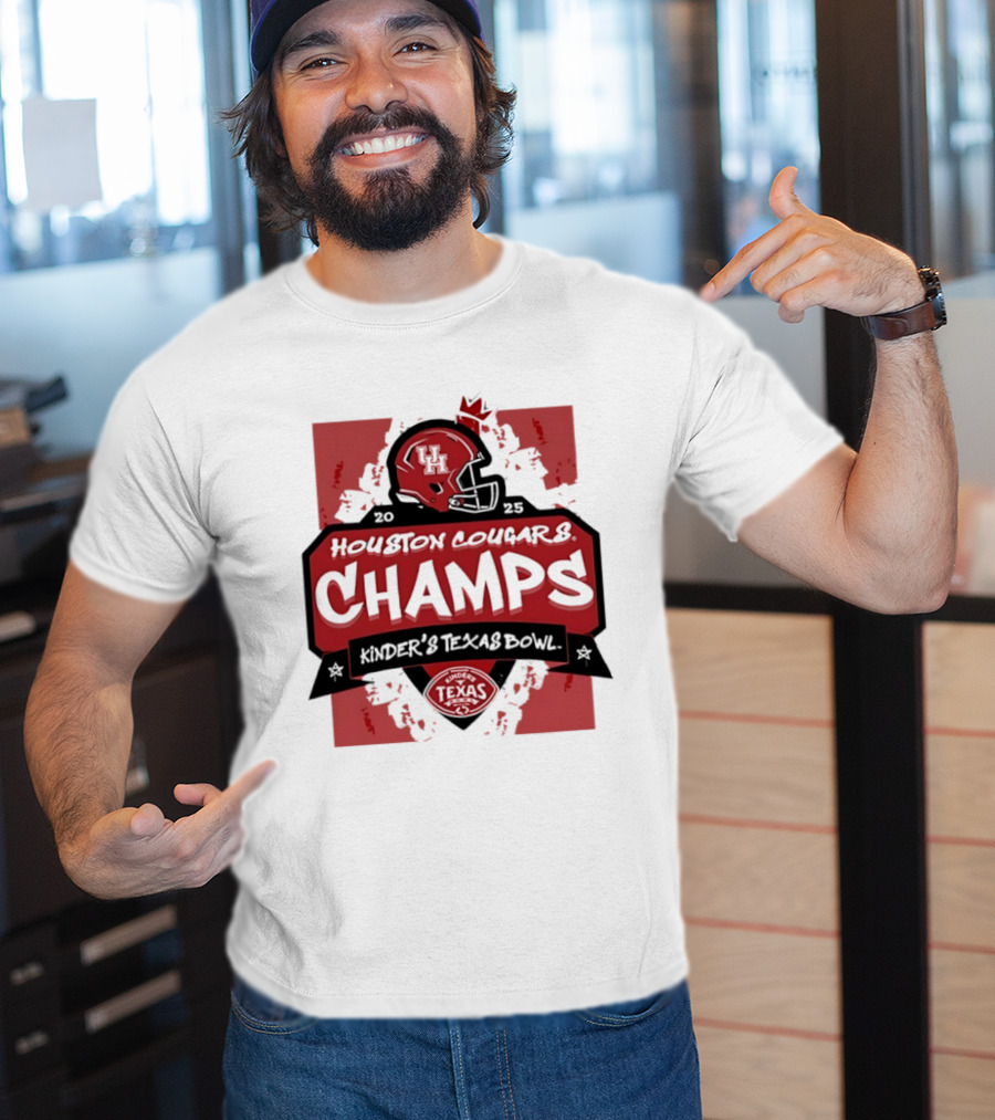 Houston Cougars Champs Kinder's Texas Bowl UH Helmet Football Victory 2025 T-Shirt