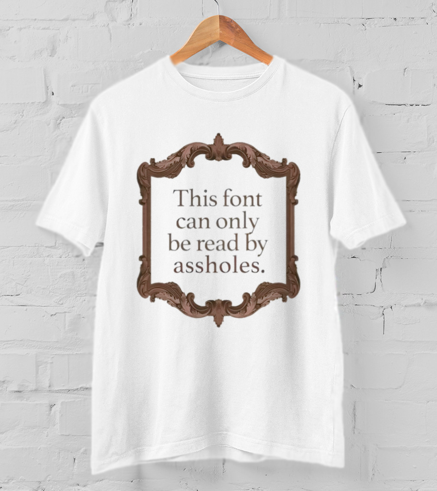 This Font Can Only Be Read By Assholes Frame T-Shirt