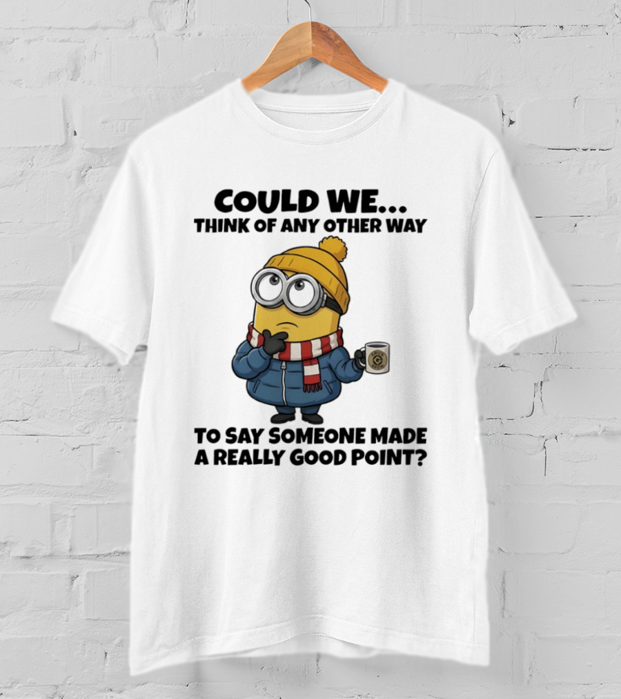 Minion Thinking Holding Coffee Winter Jacket And Beanie T-Shirt
