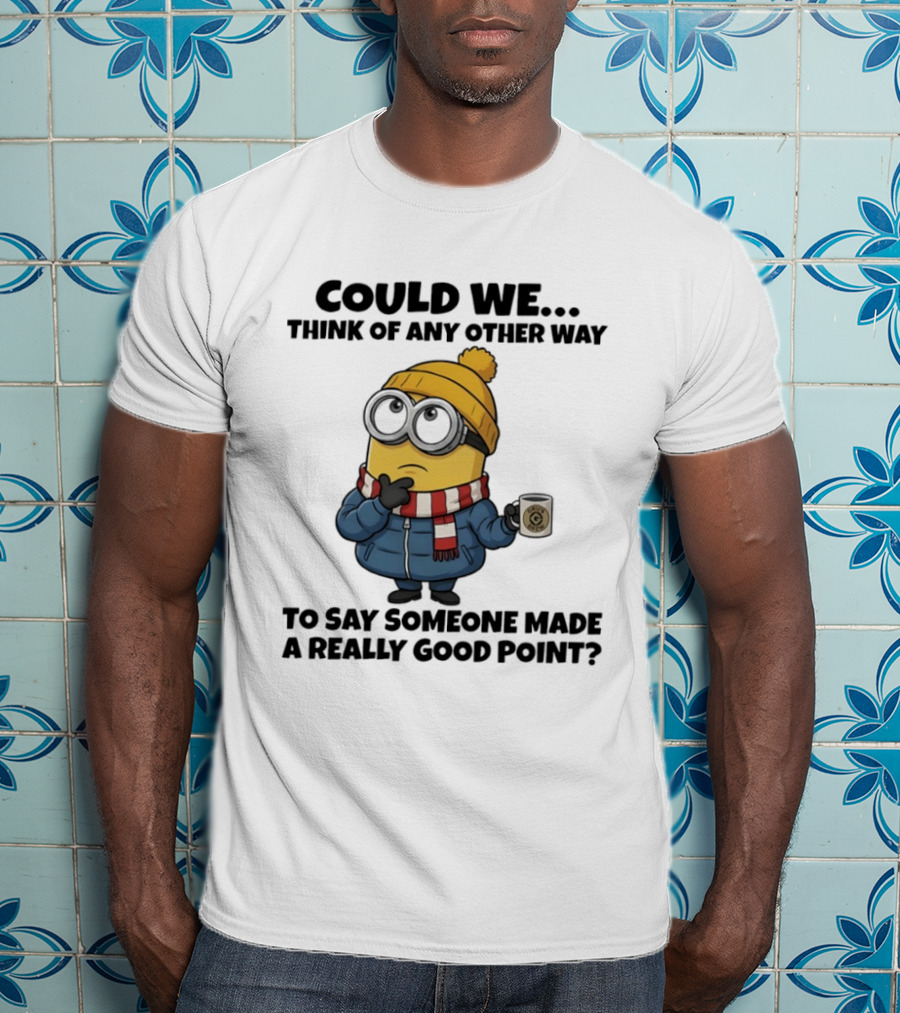 Minion Thinking Holding Coffee Winter Jacket And Beanie T-Shirt