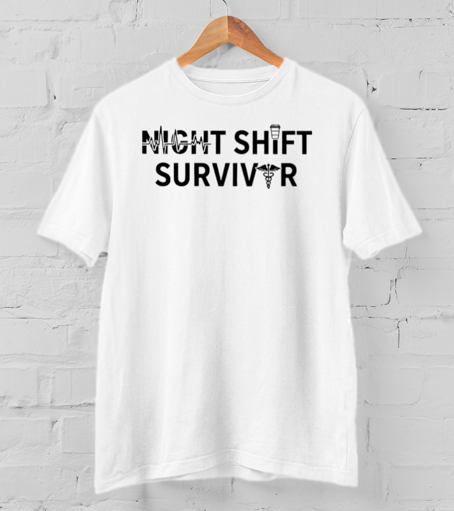 Night Shift Survivor Heartbeat Nurse T-Shirt