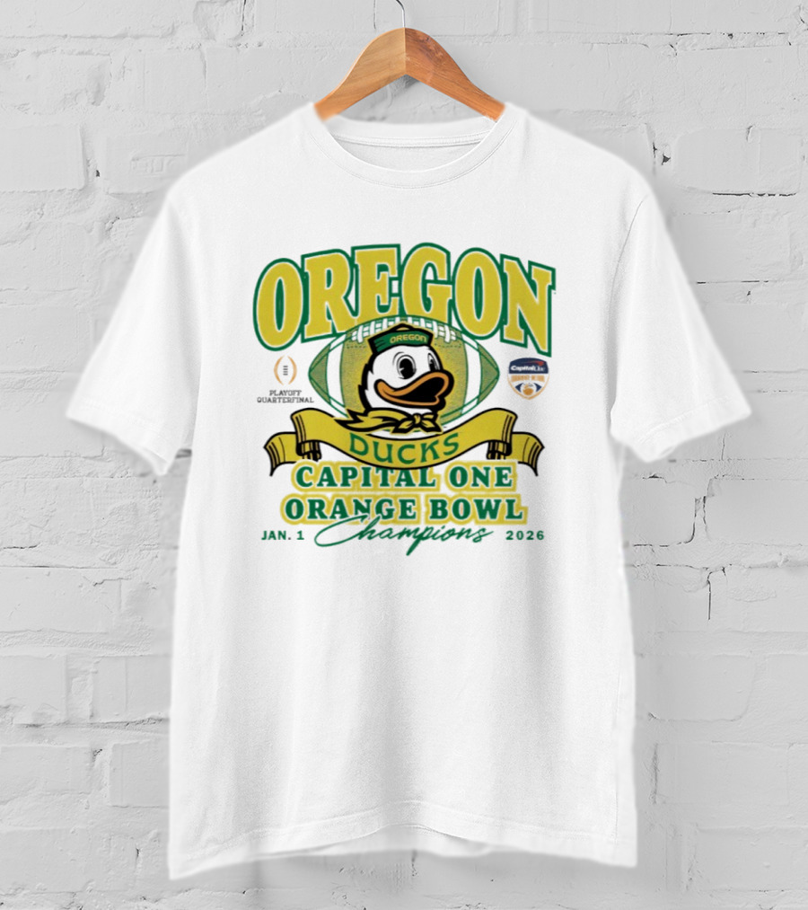 Oregon Ducks Capital One Orange Bowl Champions January 1 2026 T-Shirt