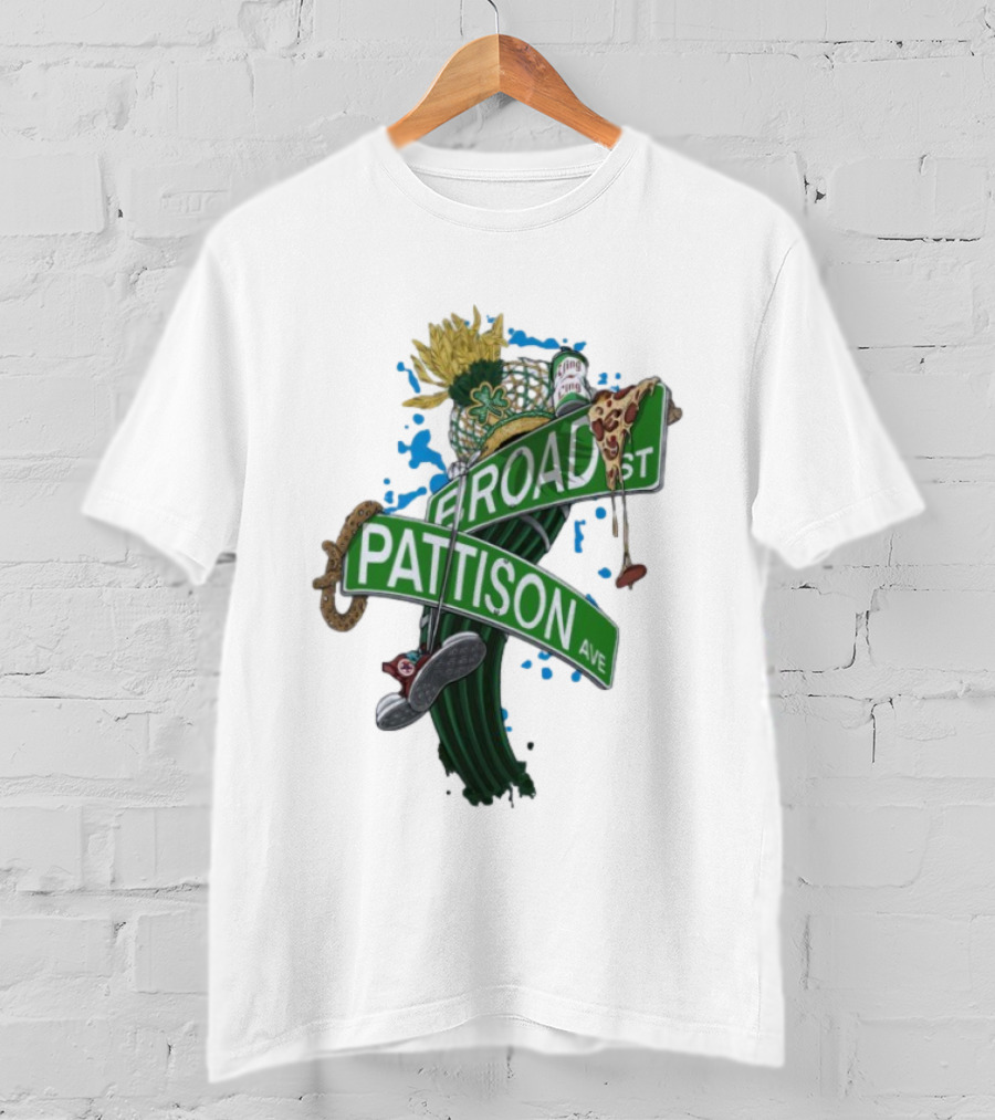 Philadelphia Eagles Broad St Pattison Ave Street Signs Pizza Cheesesteak Sunflower Clover T-Shirt