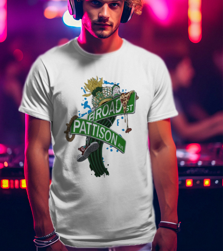Philadelphia Eagles Broad St Pattison Ave Street Signs Pizza Cheesesteak Sunflower Clover T-Shirt