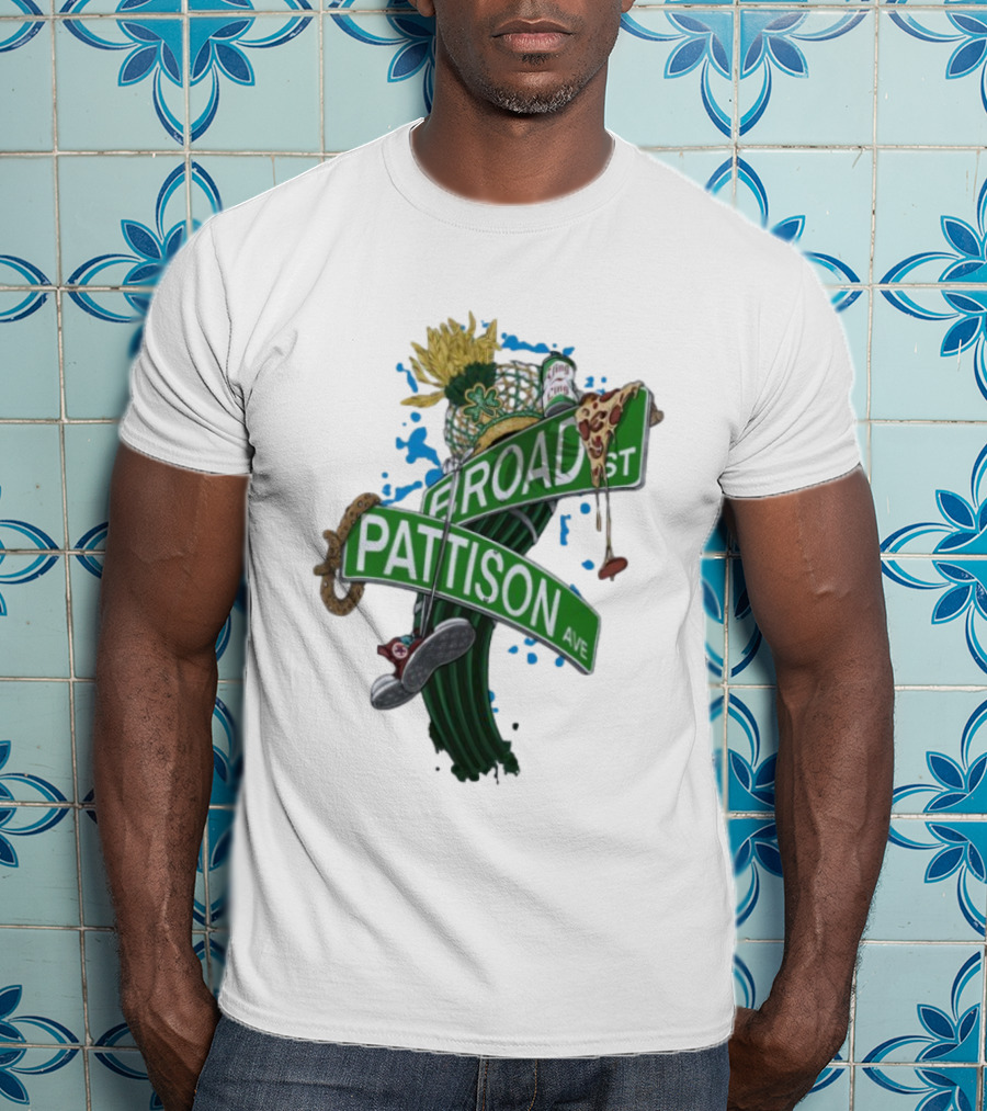 Philadelphia Eagles Broad St Pattison Ave Street Signs Pizza Cheesesteak Sunflower Clover T-Shirt