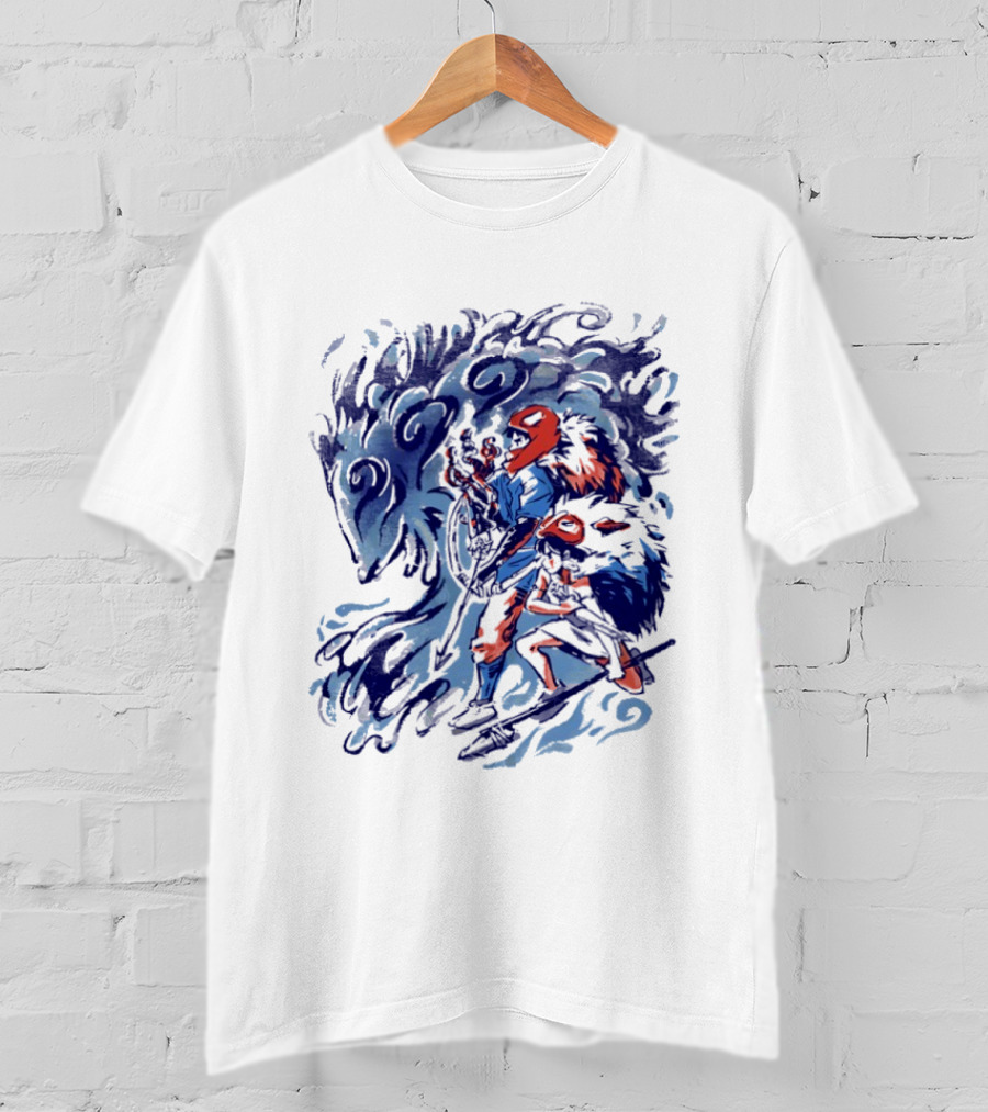 Princess Mononoke Ashitaka San Forest Spirit Wolf Scene T-Shirt