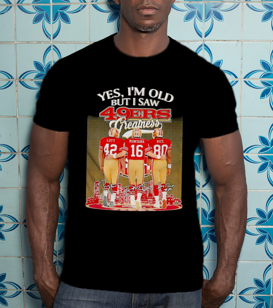 San Francisco 49ers Greatness City Skyline Lott Montana Rice Signatures T-Shirt