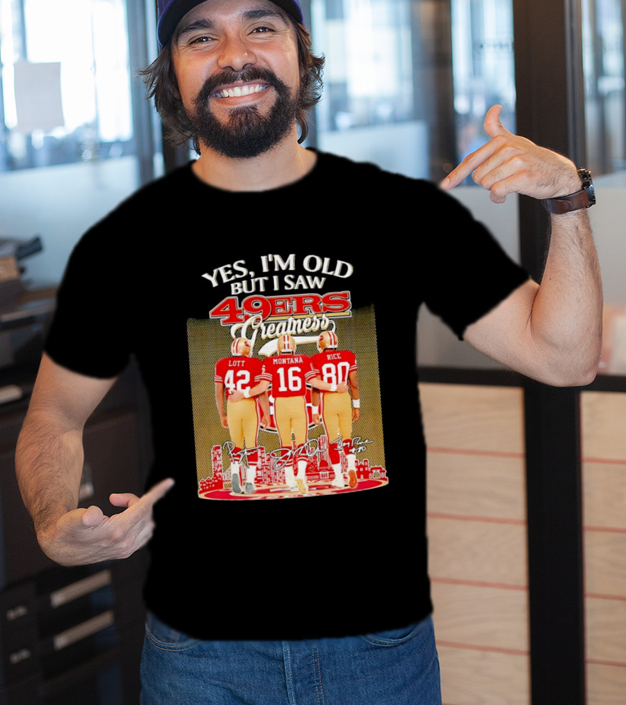 San Francisco 49ers Greatness City Skyline Lott Montana Rice Signatures T-Shirt