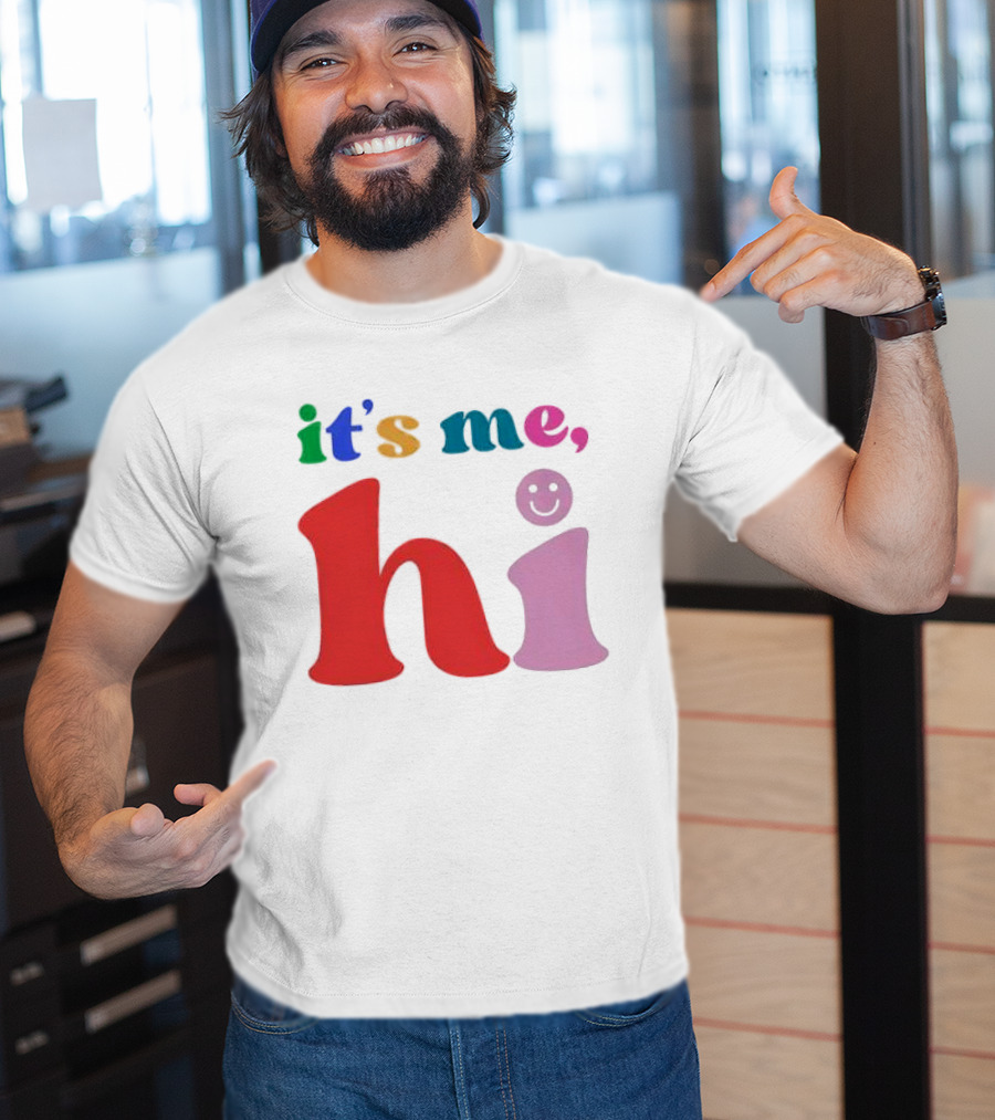 It's Me Hi Colorful Text With Smiley Face T-Shirt