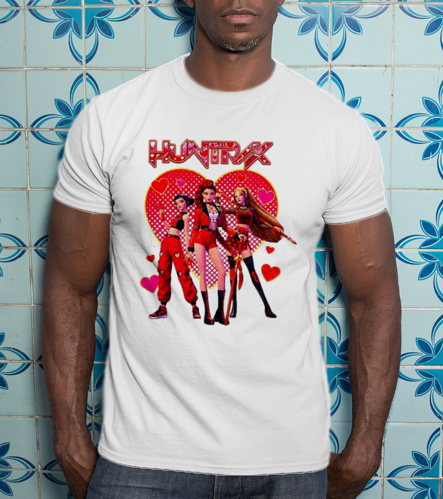 Huntrix Valentine Anime Girl Group Saja Girls Hearts T-Shirt