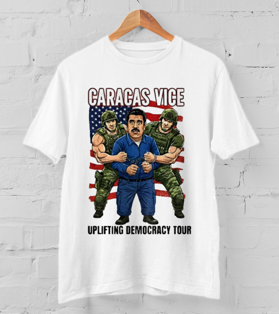 Caracas Vice Maduro Captured Uplifting Democracy American Flag T-Shirt