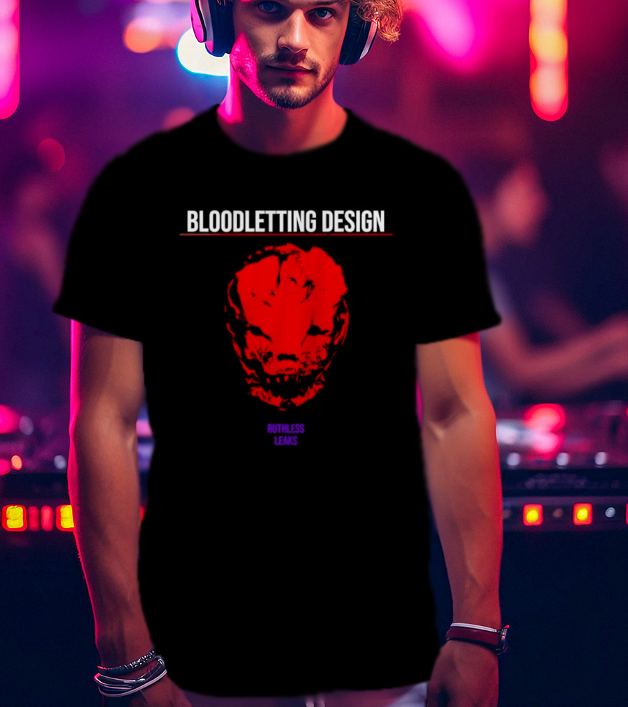 Bloodletting Red Ruthless Leaks Skull T-Shirt