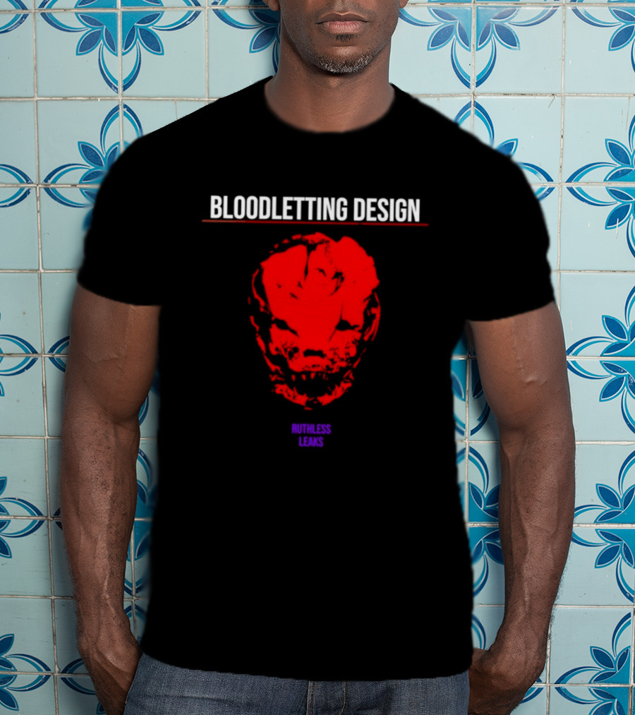 Bloodletting Red Ruthless Leaks Skull T-Shirt