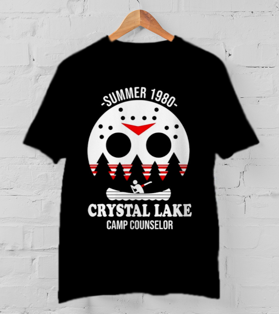Jason Voorhees Summer 1980 Crystal Lake Camp Counselor Canoe Mask Retro Horror T-Shirt