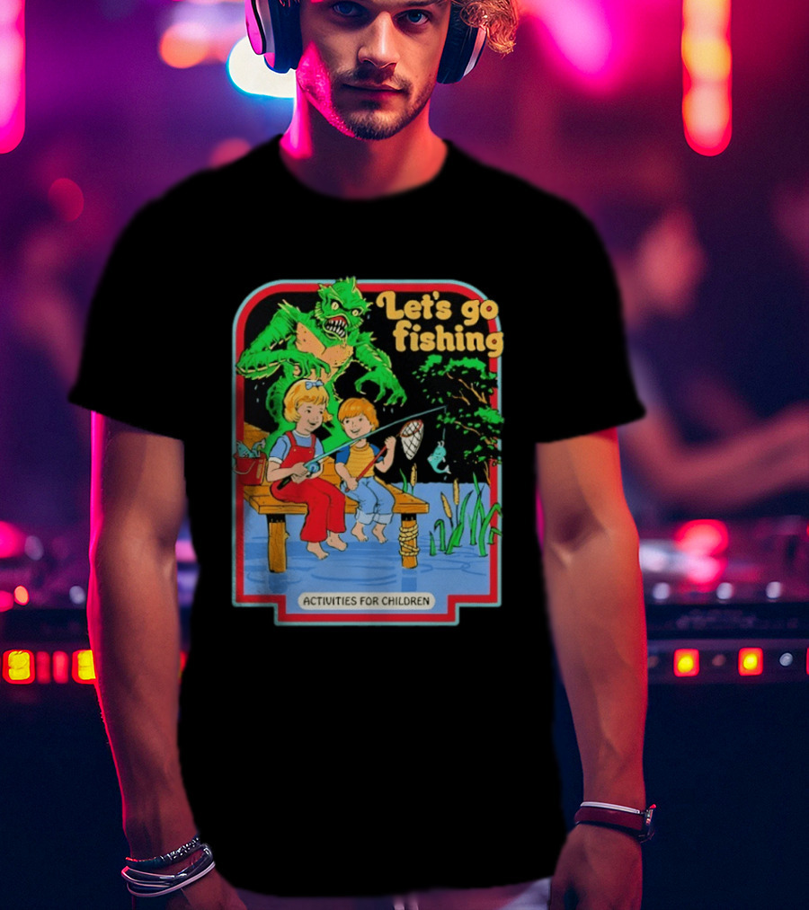 Let's Go Fishing Activities For Children Monster And Pond Adventure T-Shirt