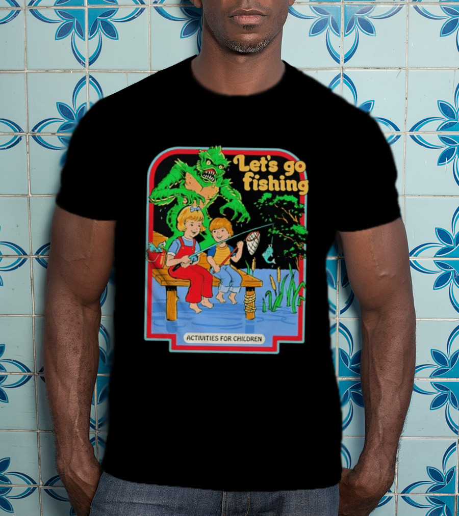 Let's Go Fishing Activities For Children Monster And Pond Adventure T-Shirt