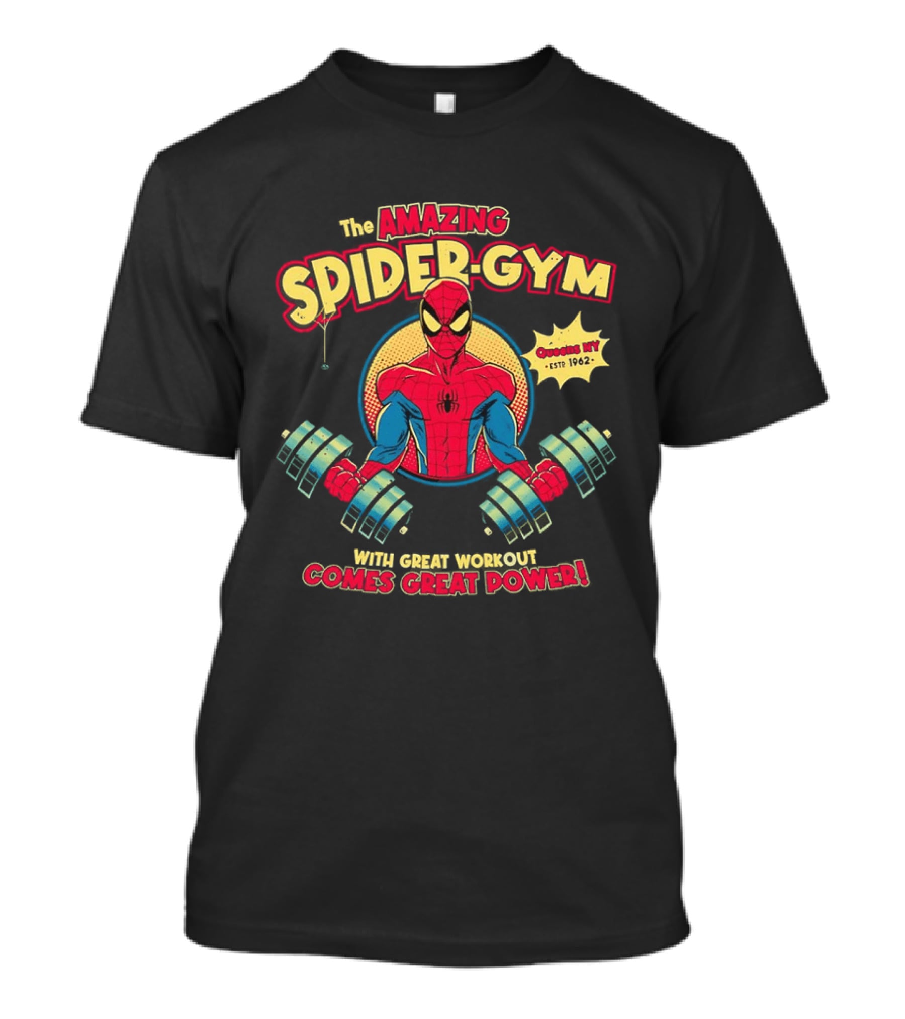 Top The Amazing Spider Gym With Great Workout Comes Great Power Established 1962 T-Shirt