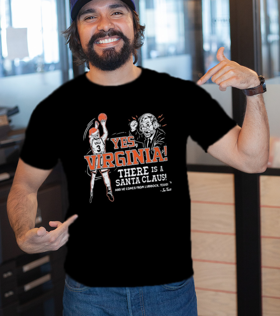 Virginia Cavaliers Yes Virginia There Is A Santa Claus Basketball Player And Coach T-Shirt