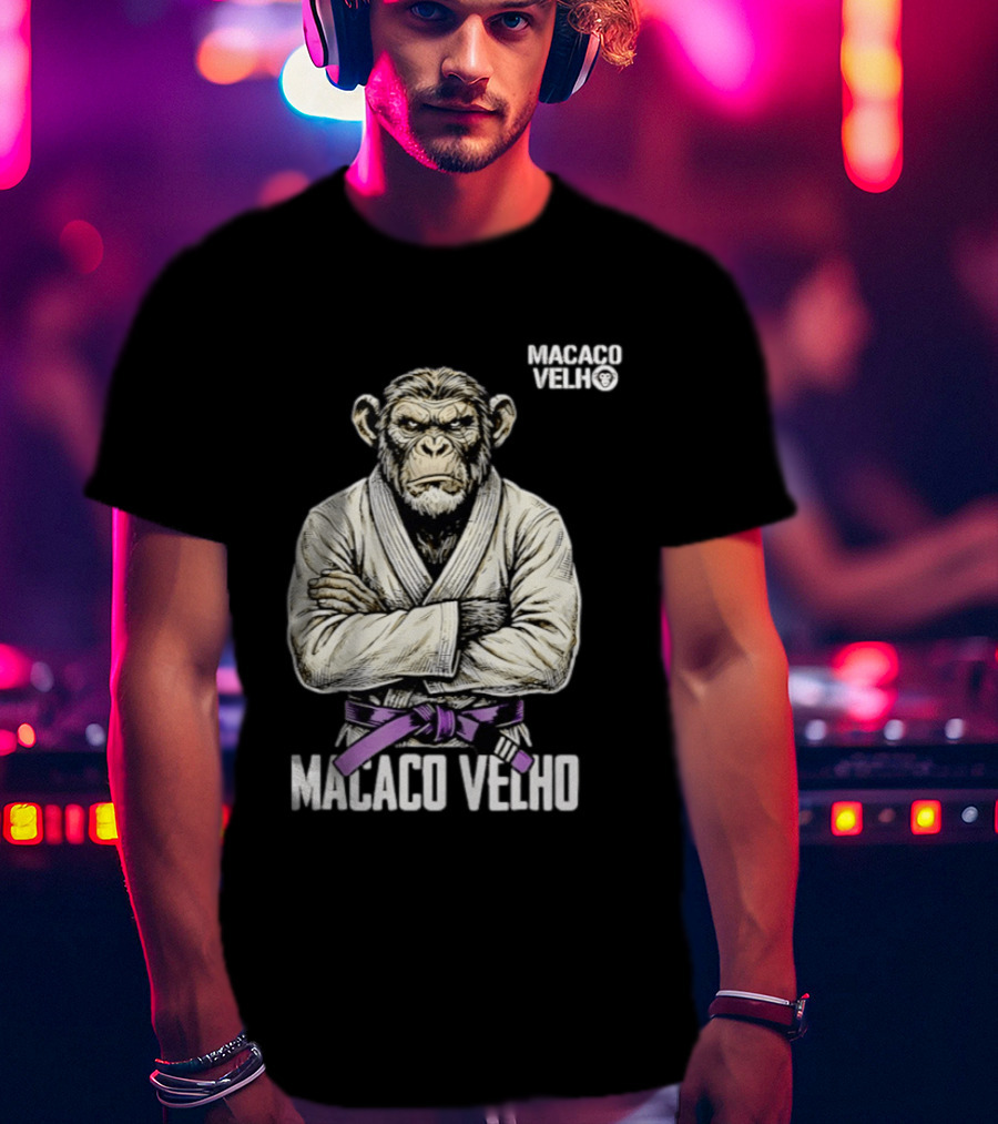 Monkey Macaco Velho Jiu Jitsu Purple Belt Seasoned Grappler T-Shirt