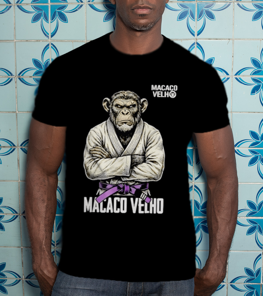 Monkey Macaco Velho Jiu Jitsu Purple Belt Seasoned Grappler T-Shirt