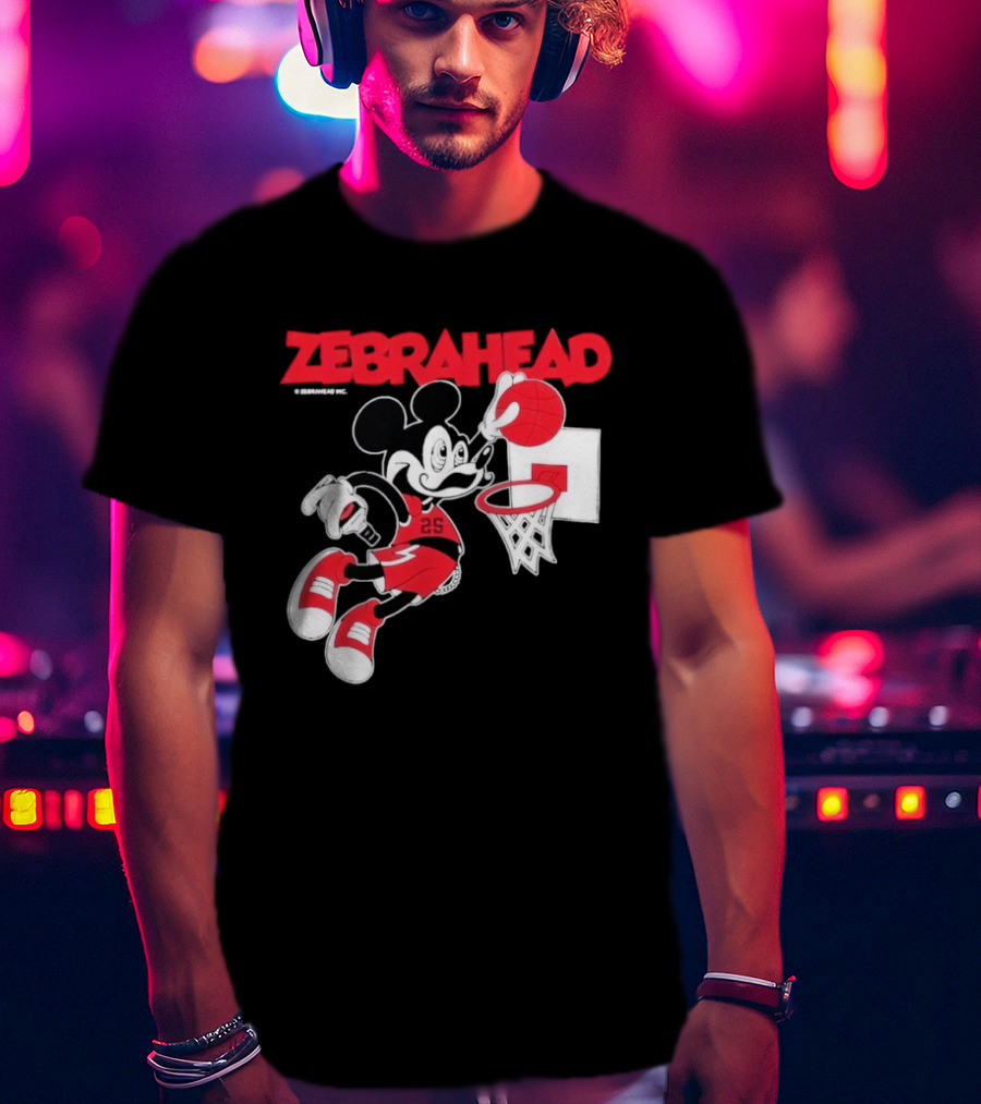 Zebrahead Mickey Mouse Slam Dunk Basketball 25 Retro Cartoon T-Shirt
