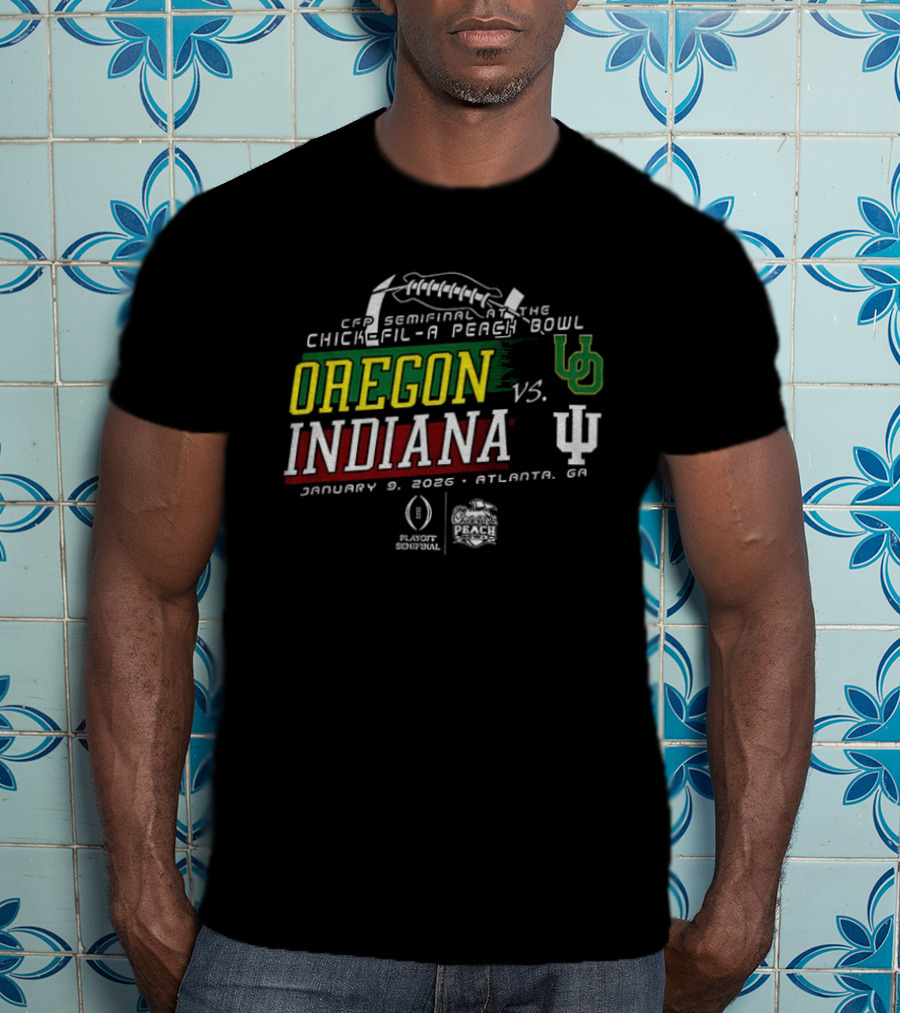 CFP Semifinal Chick Fil A Peach Bowl Oregon Vs Indiana January 2026 Atlanta GA Stadium Event T-Shirt