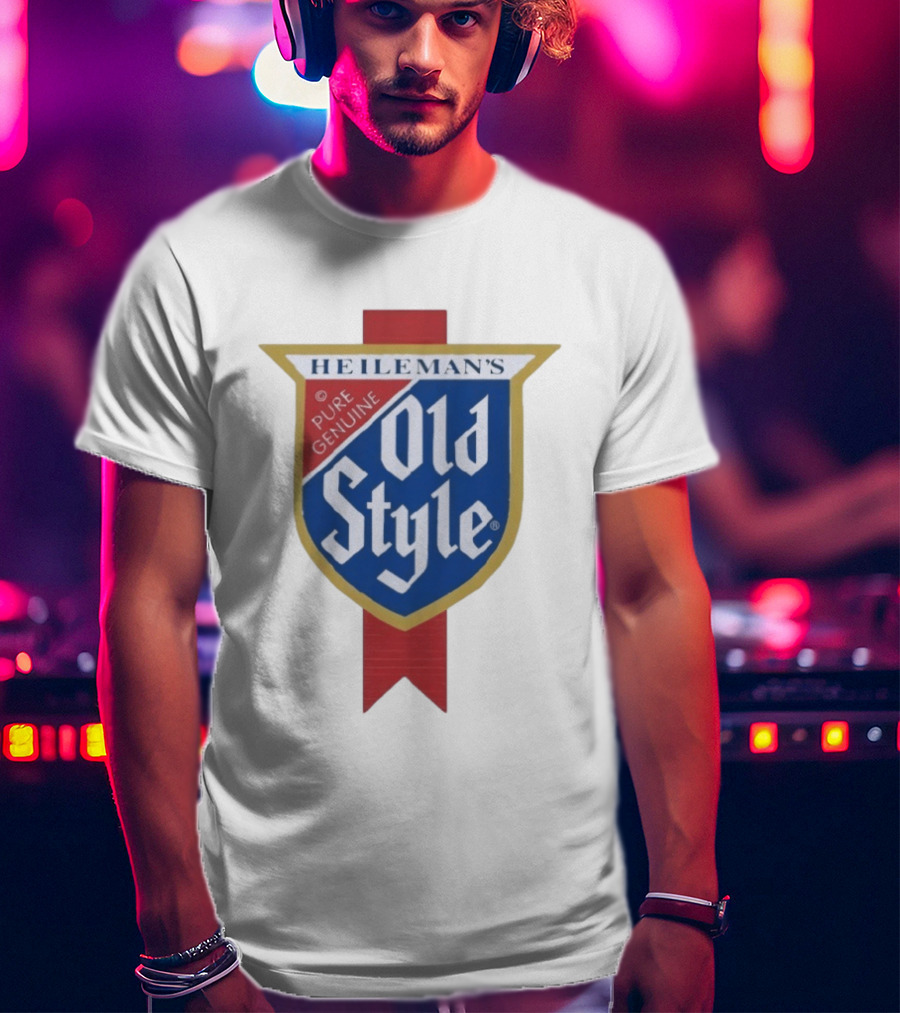 Old Style Beer Heileman's Pure Genuine Iconic Branding T-Shirt