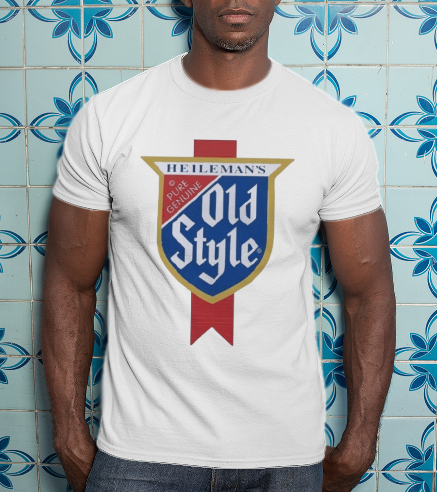 Old Style Beer Heileman's Pure Genuine Iconic Branding T-Shirt