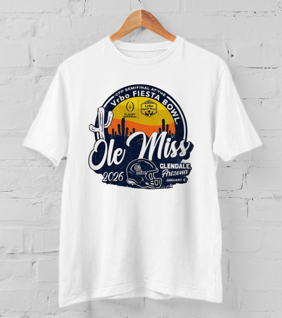 Ole Miss Rebels 2026 CFP Semifinal Vrbo Fiesta Bowl Glendale Arizona January 8 T-Shirt