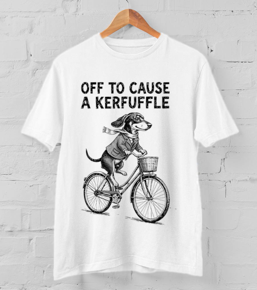 Dachshund Off To Cause A Kerfuffle Riding Bicycle T-Shirt