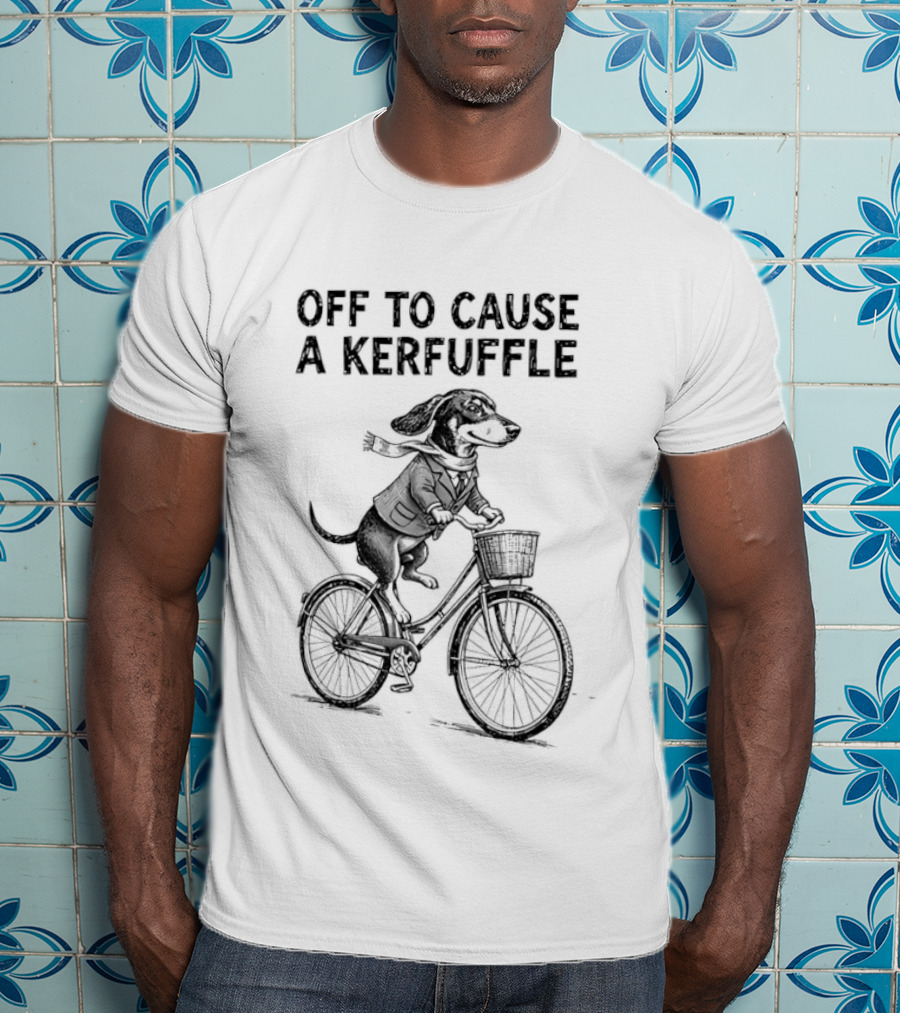 Dachshund Off To Cause A Kerfuffle Riding Bicycle T-Shirt