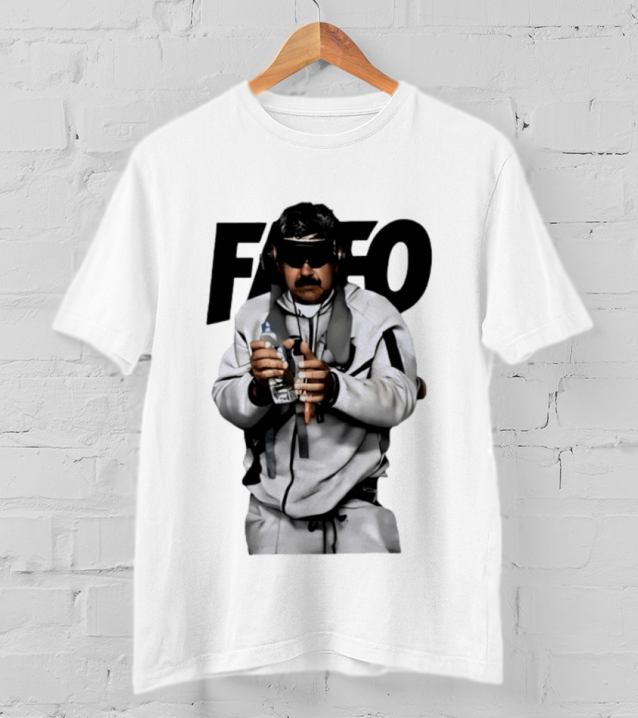 FAFO Nicolas Maduro In White Tracksuit And Sunglasses Holding Water Bottle T-Shirt