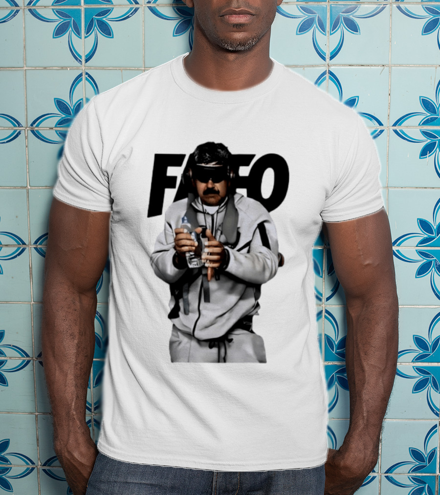 FAFO Nicolas Maduro In White Tracksuit And Sunglasses Holding Water Bottle T-Shirt